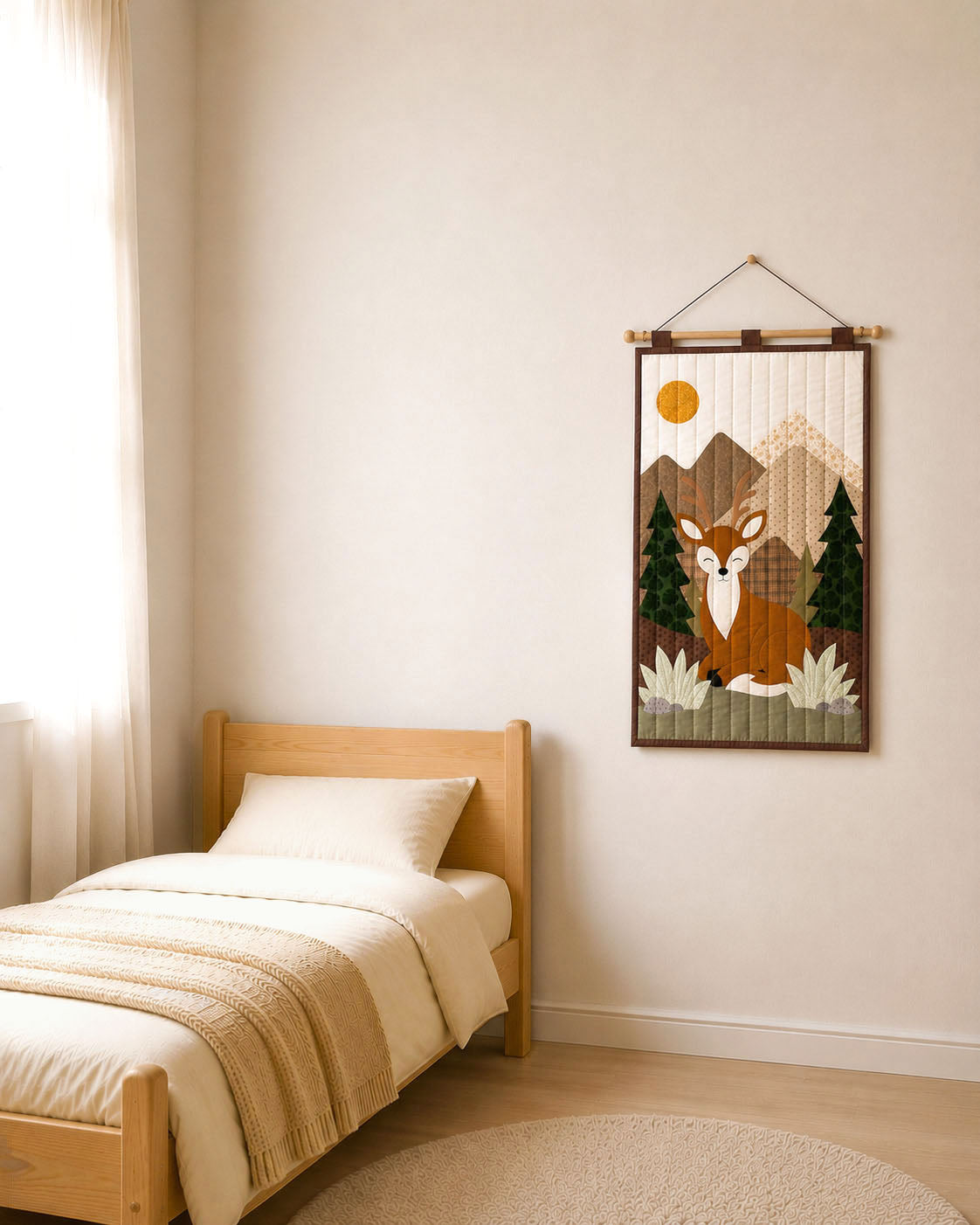 Deer Wall Hanging - Textile Art, Nursery Decor Demee Design