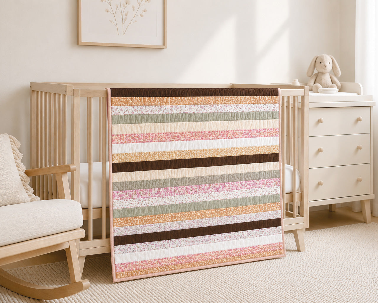 Blush & Beige Baby Quilt Demee Design
