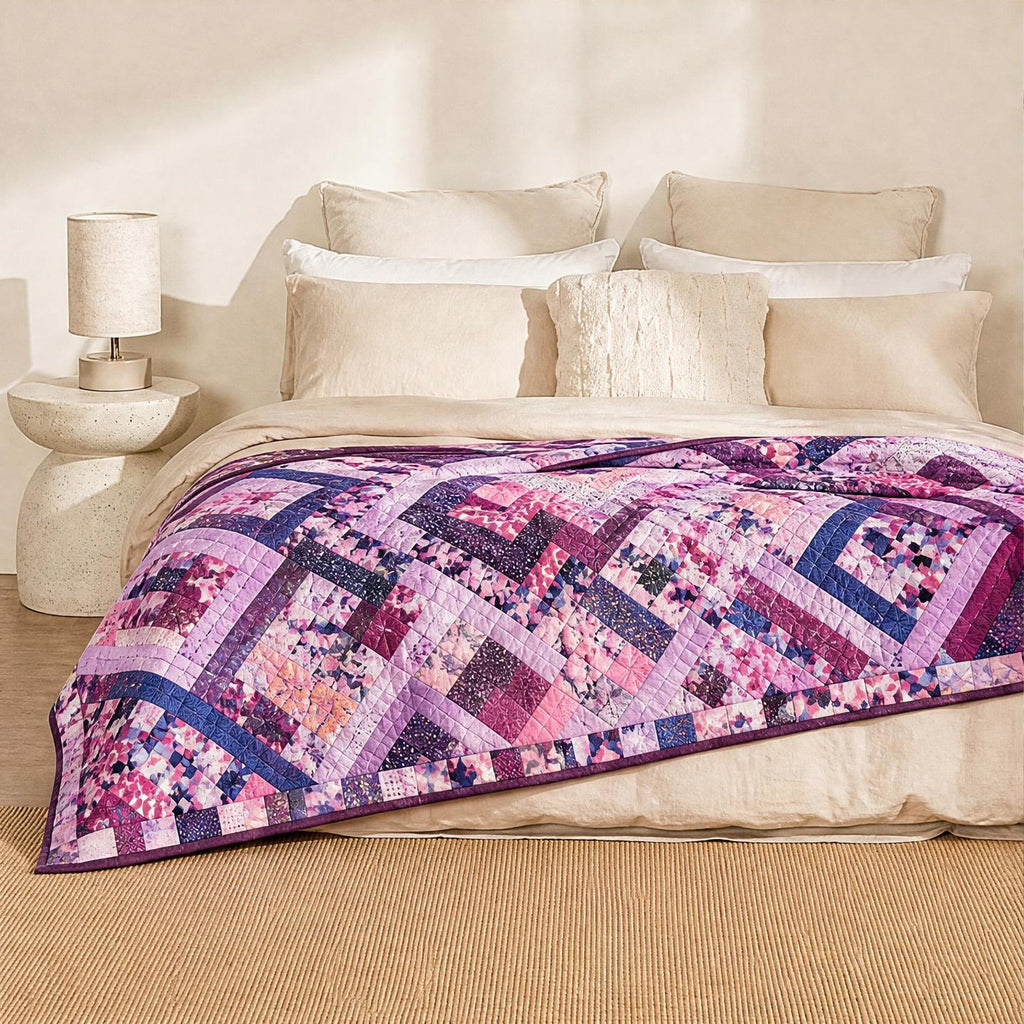 Blush & Berry Zigzag Throw / Lap Quilt Demee Design