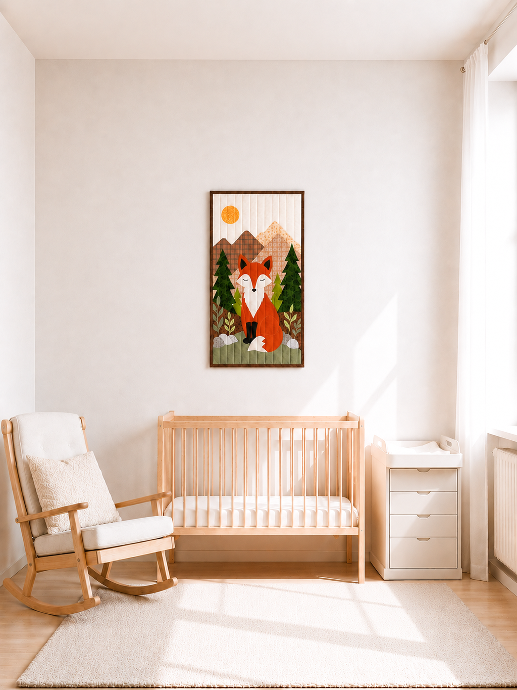 Fox Wall Hanging - Textile Art, Nursery Decor Demee Design