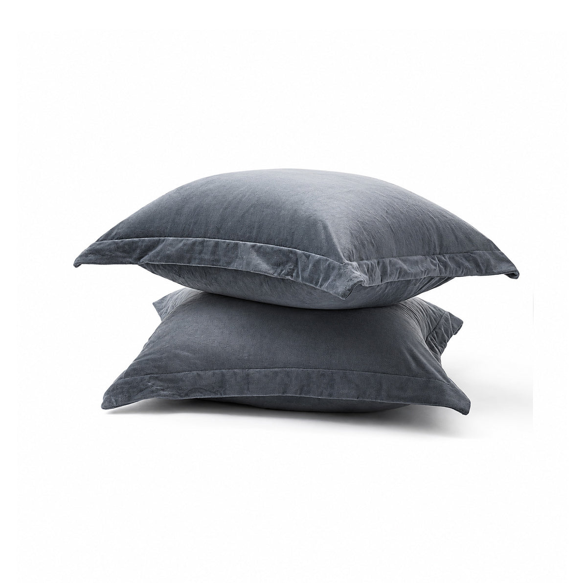 Fur Velvet European Pillowcase Set - Charcoal Ivory & Deene