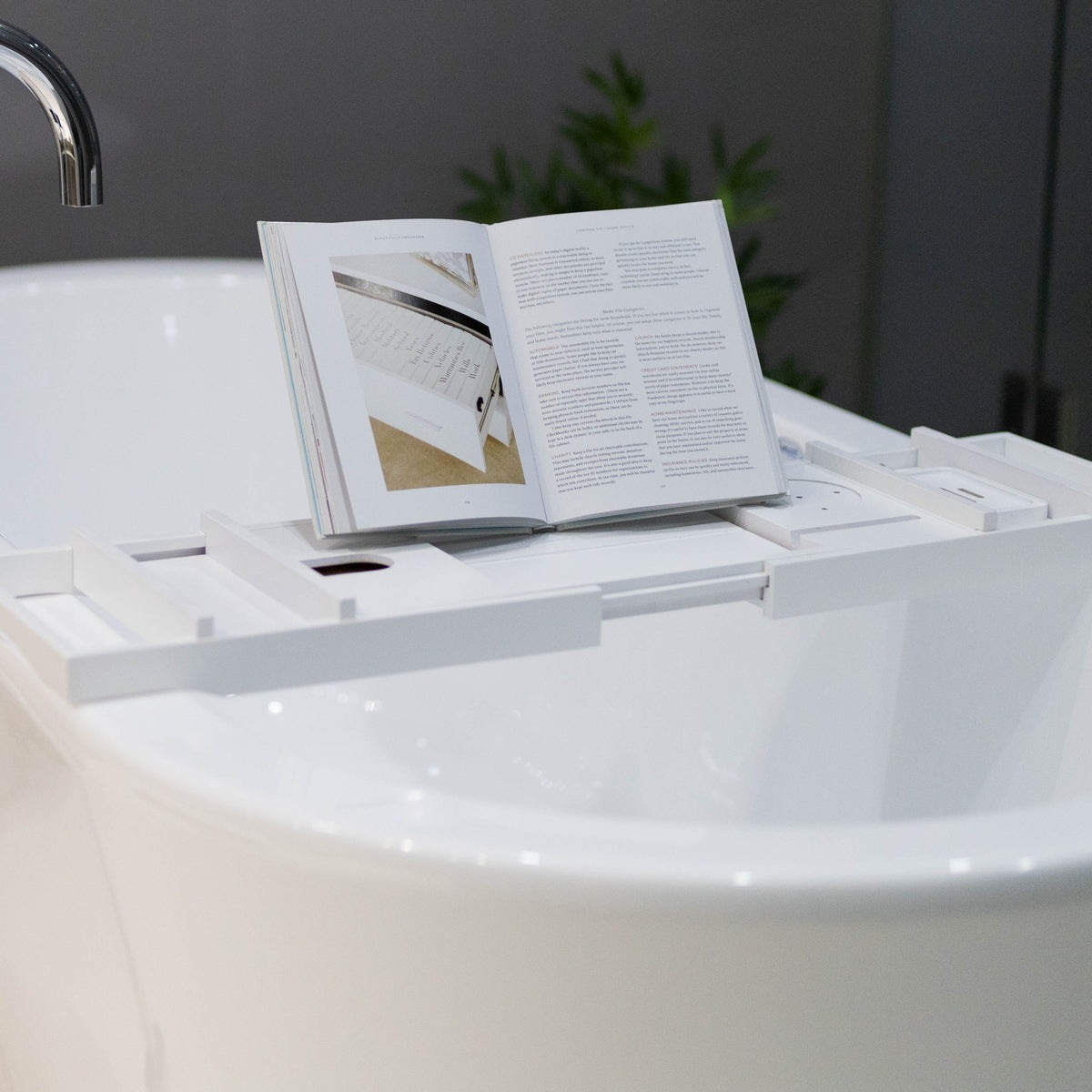 Serenity Bamboo Bath Caddy - White Ivory & Deene