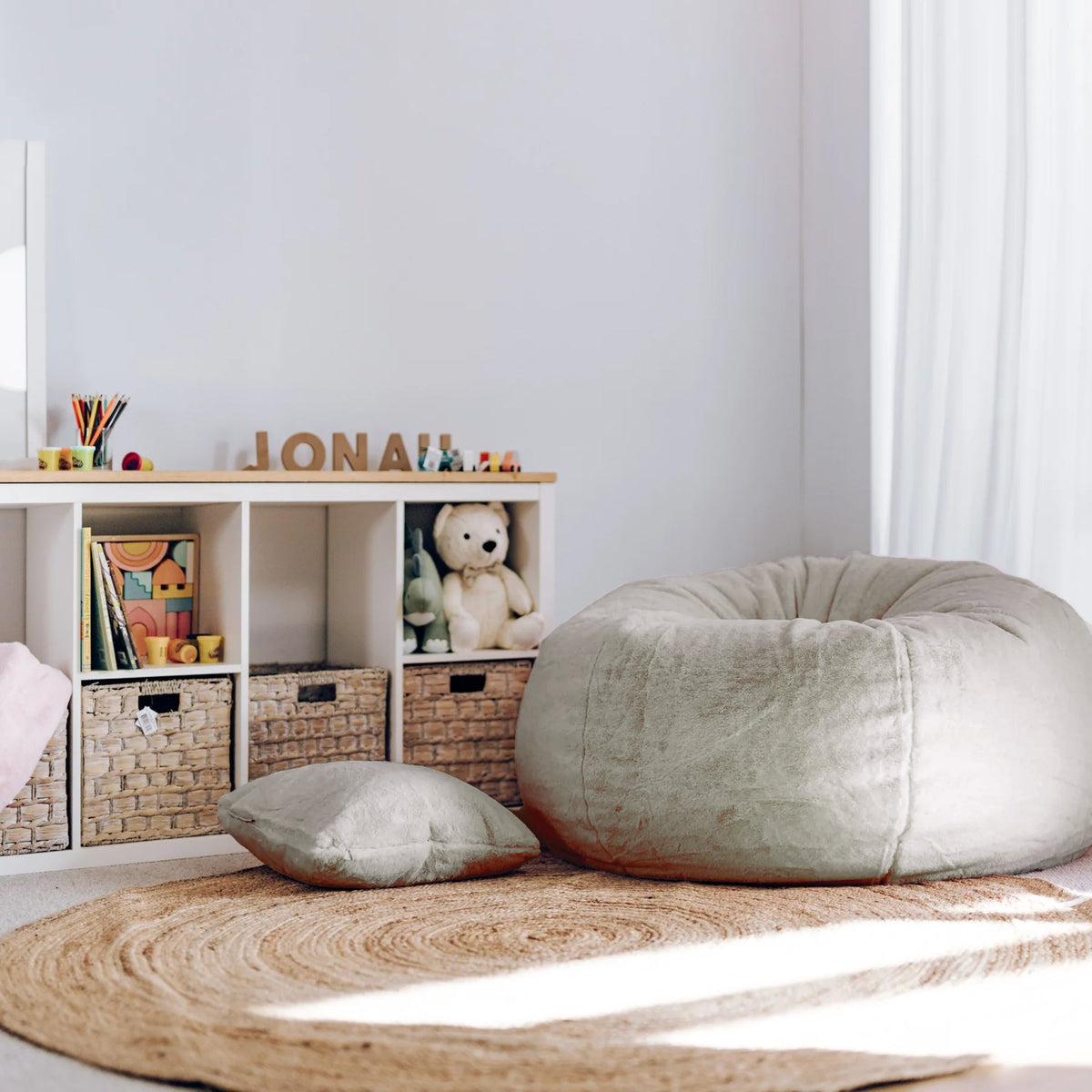 Cloud Plush Fur Bean Bag - Champagne Latte Ivory & Deene