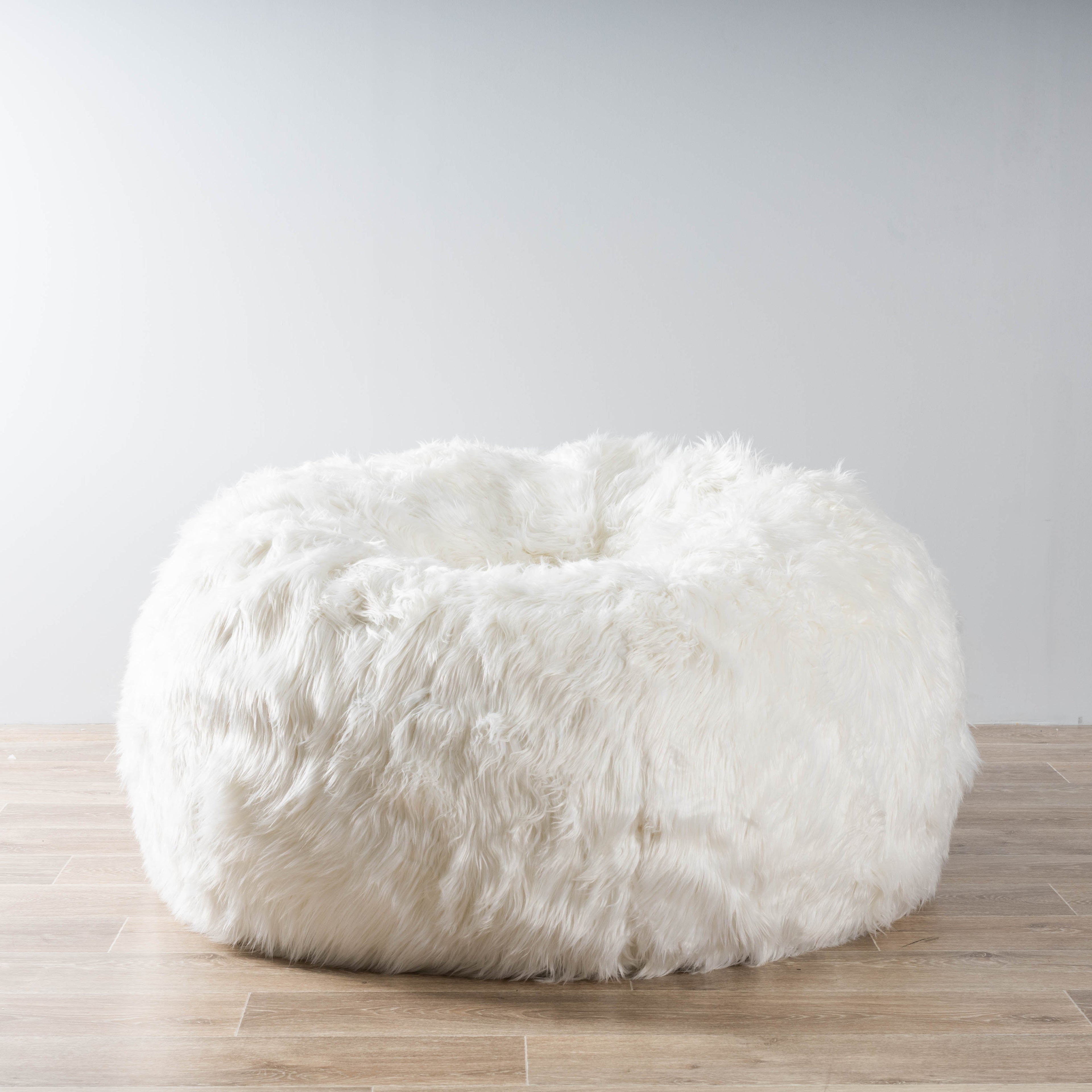 Lush Fur Bean Bag - White Ivory & Deene