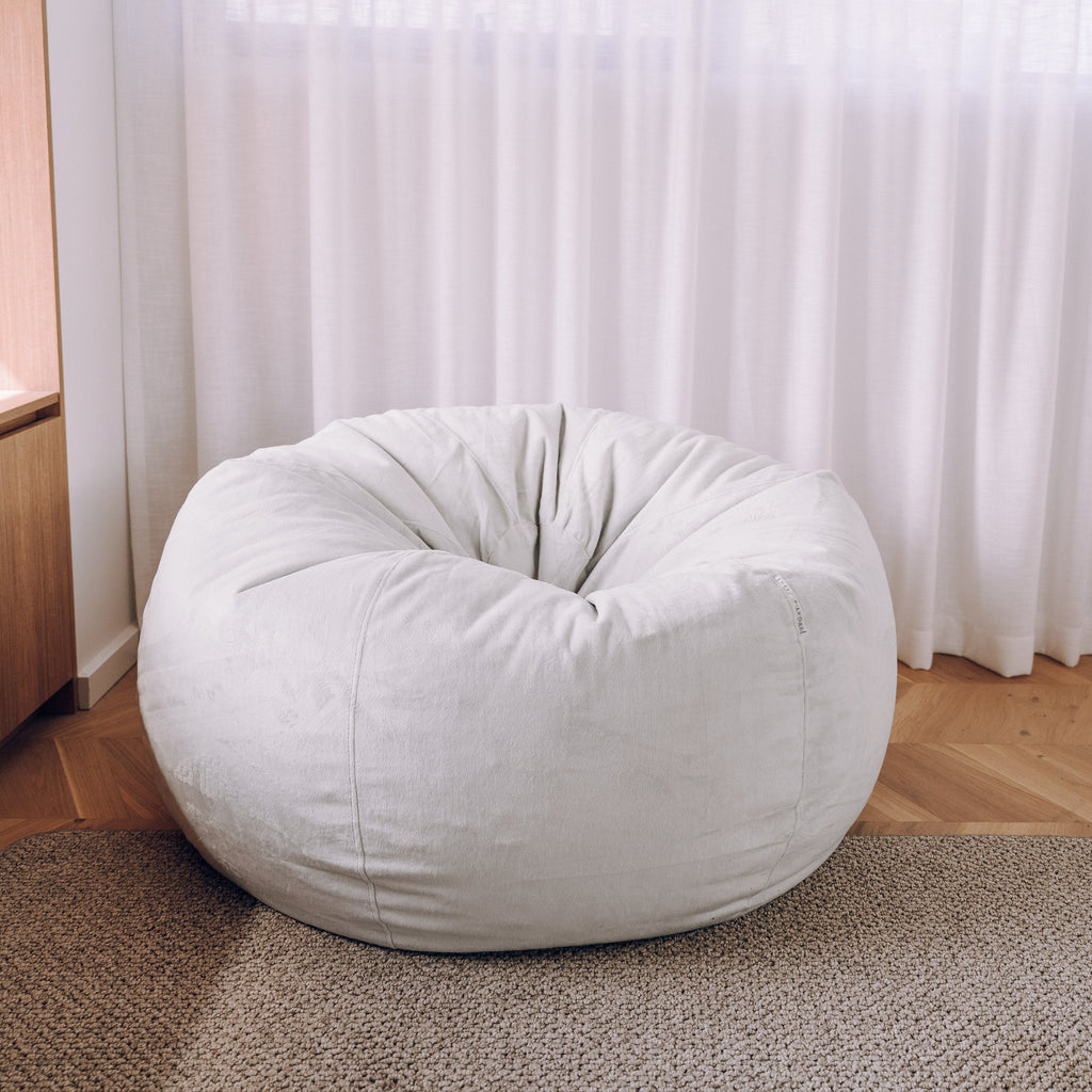 Pierre Fur Bean Bag - Silver Grey Ivory & Deene