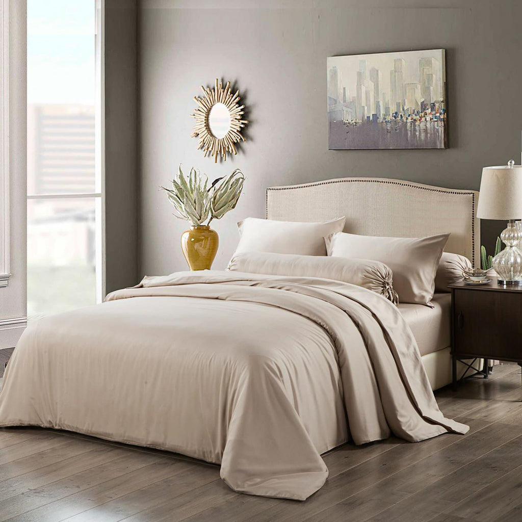 Joy Collection Quilt Cover Set - Champagne Latte Ivory & Deene