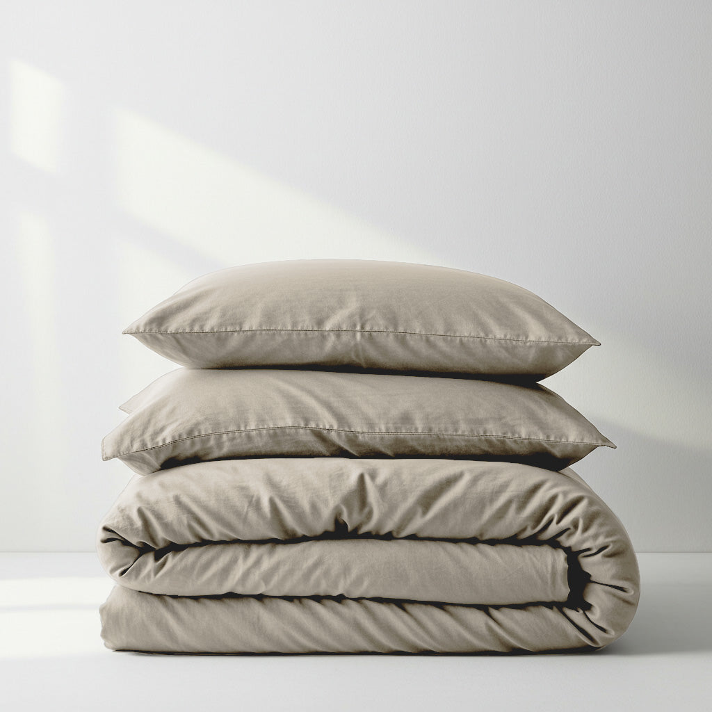 Joy Collection Quilt Cover Set - Champagne Latte Ivory & Deene