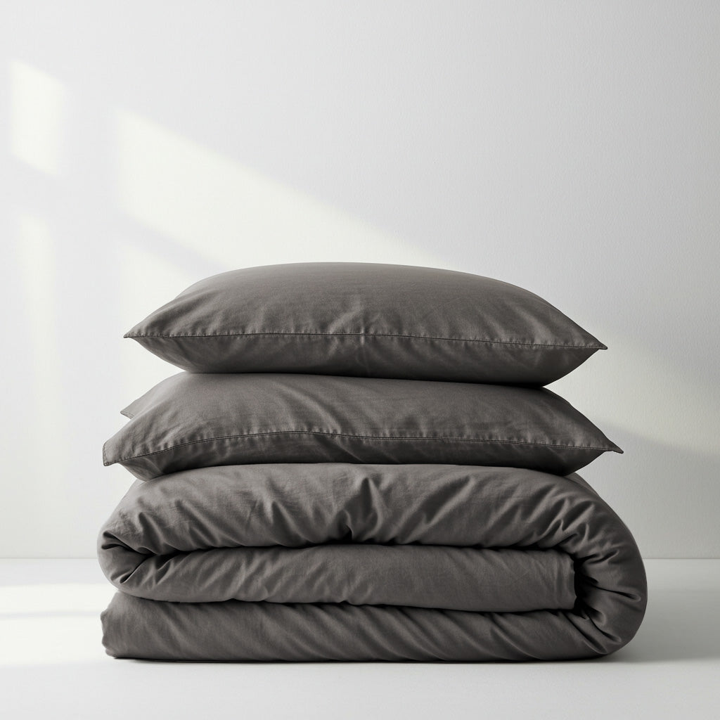 Joy Collection Quilt Cover Set - Charcoal Ivory & Deene