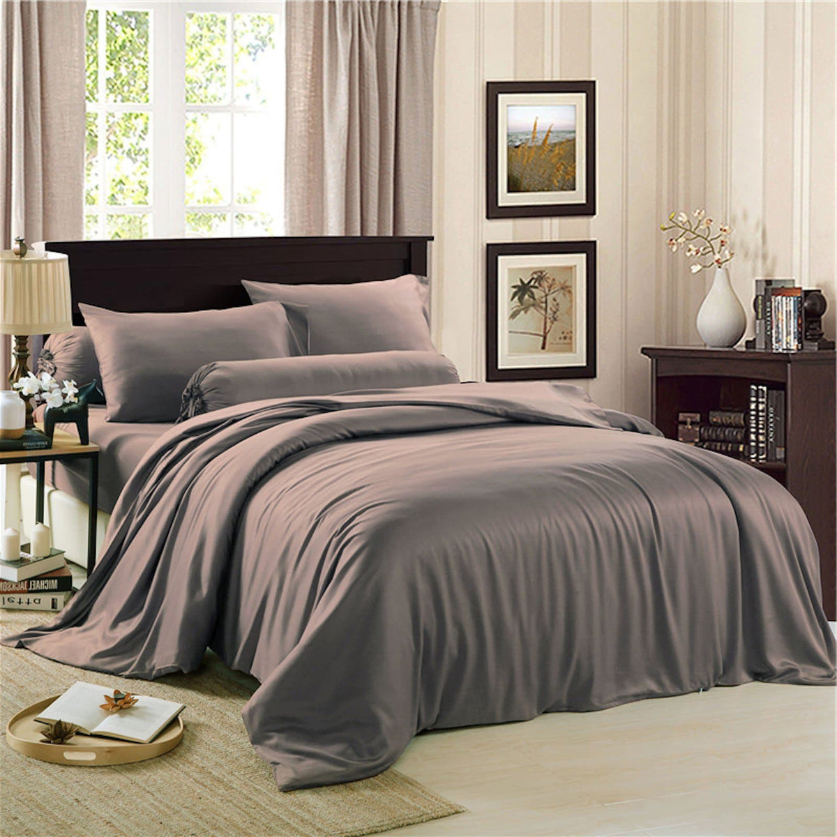 Joy Collection Sheet Set - Charcoal Grey Ivory & Deene