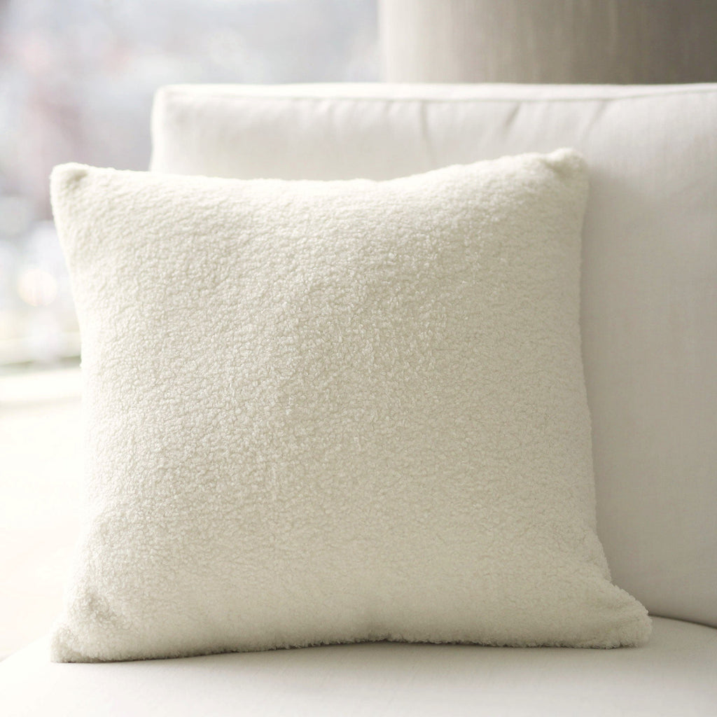Boucle Teddy Cushion Cover + Insert - French White Ivory & Deene