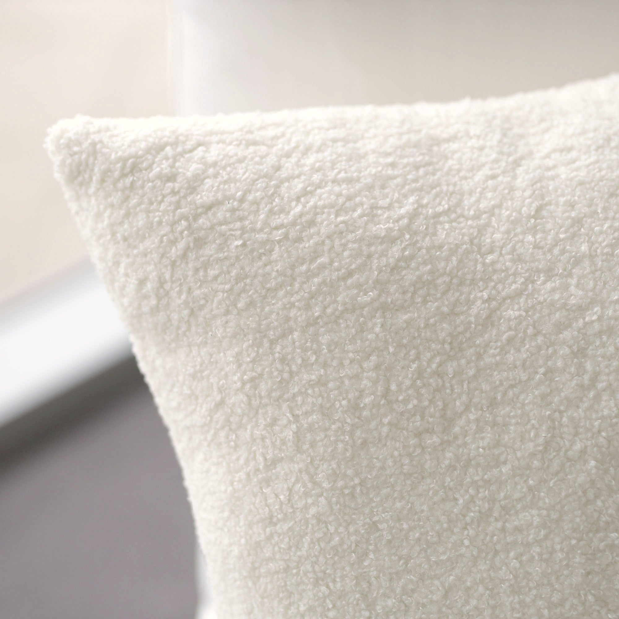 Boucle Teddy Cushion Cover + Insert - French White Ivory & Deene