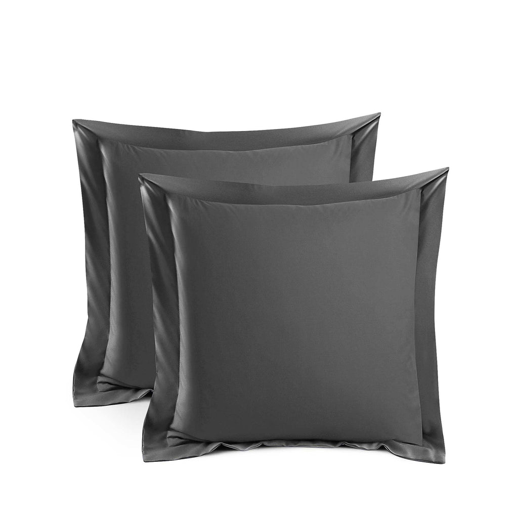 Silky Soft Bamboo European Pillowcase Set - Charcoal Ivory & Deene