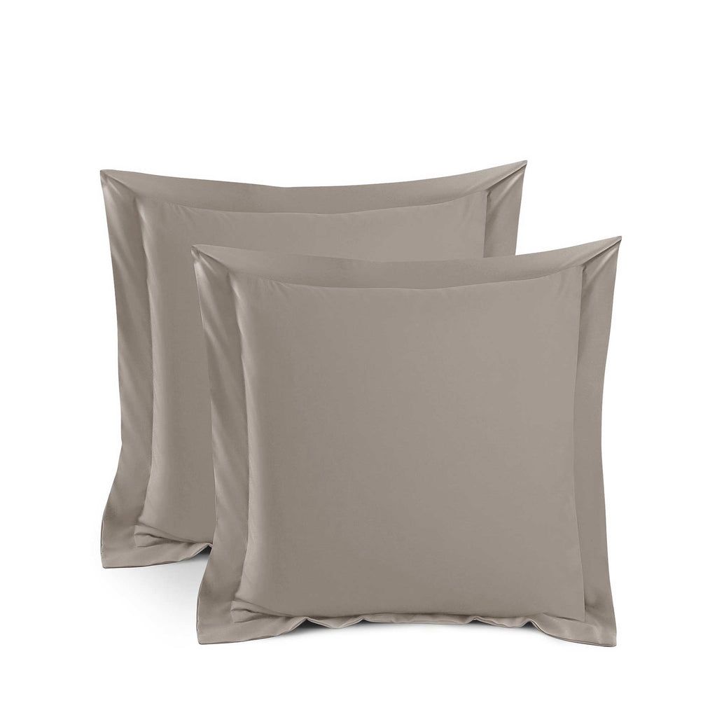 Silky Soft Bamboo European Pillowcase Set - Latte Ivory & Deene