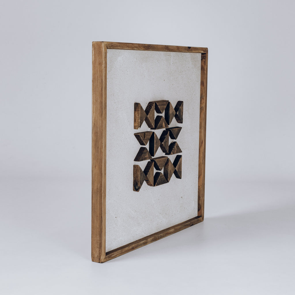 Silhouettes of Elm Square - Ready To Hang Wall Art - 62x62cm Ivory & Deene