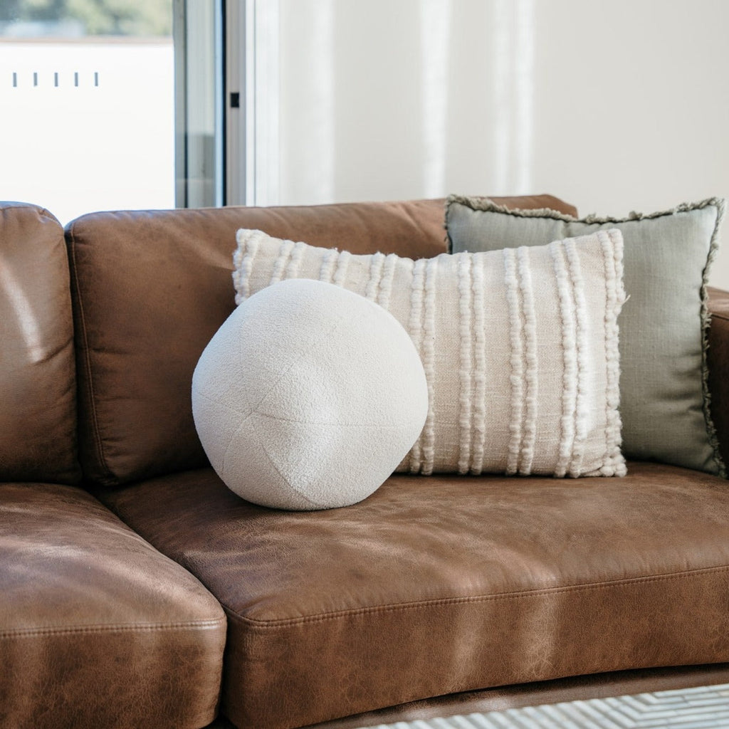 Brooklyn Boucle Ball Cushion - White Ivory & Deene