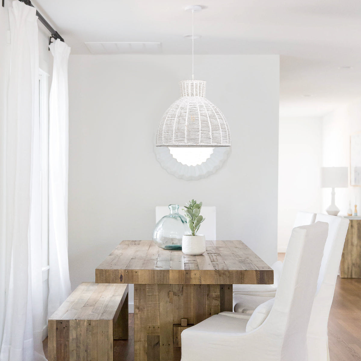 Kellie Rope Pendant Light - White Ivory & Deene