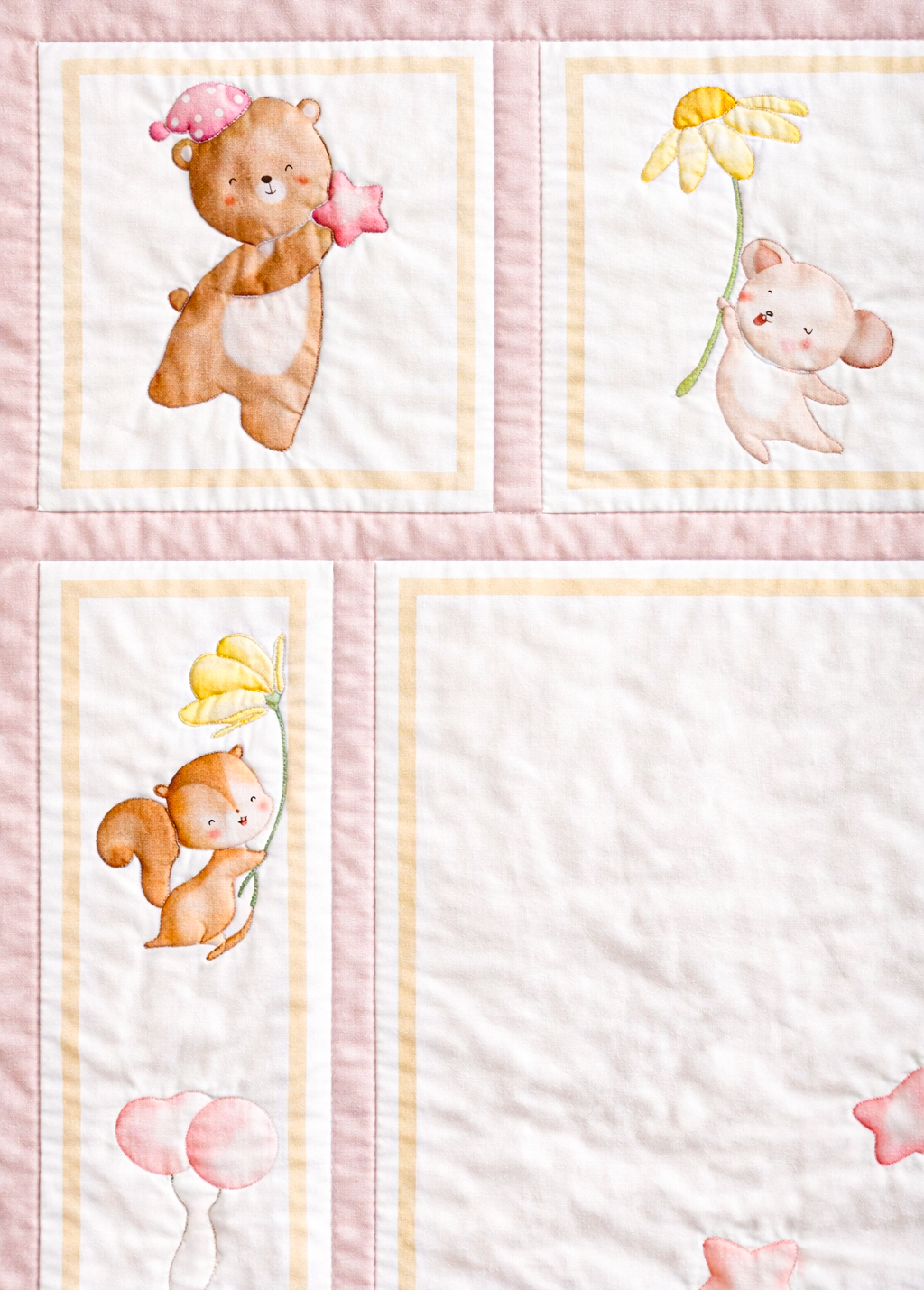 Pink Teddy Bear Baby Quilt Demee Design
