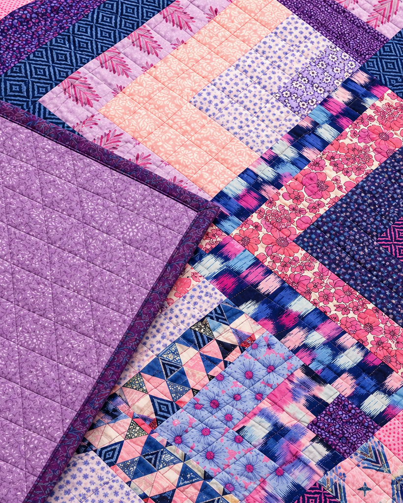 Blush & Berry Zigzag Throw / Lap Quilt Demee Design