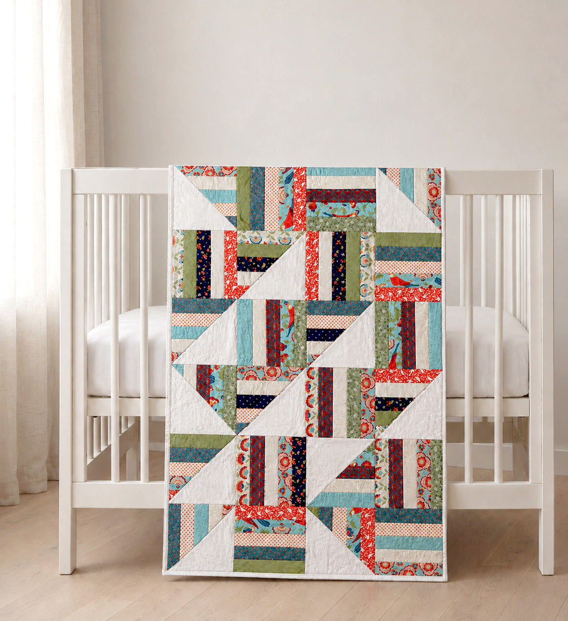 Bird Whispers Geometric Baby Quilt Demee Design