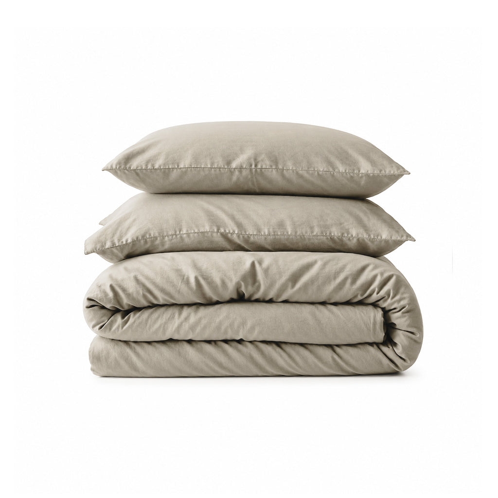 Title: Haven Quilt Cover Set - Champagne Latte Ivory & Deene