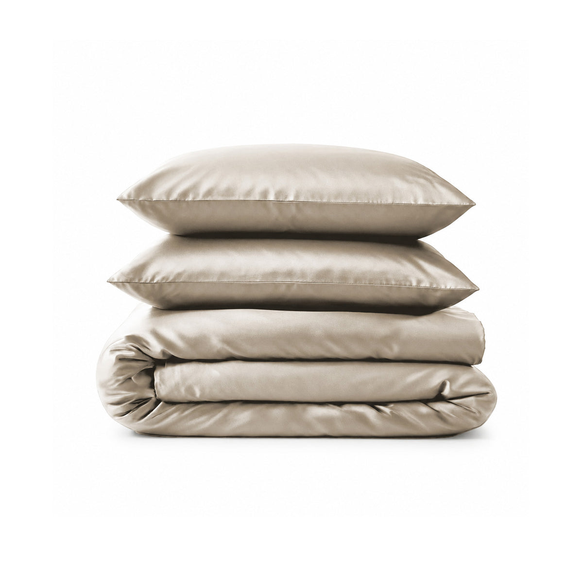 Satin Quilt Cover - Champagne Latte Ivory & Deene