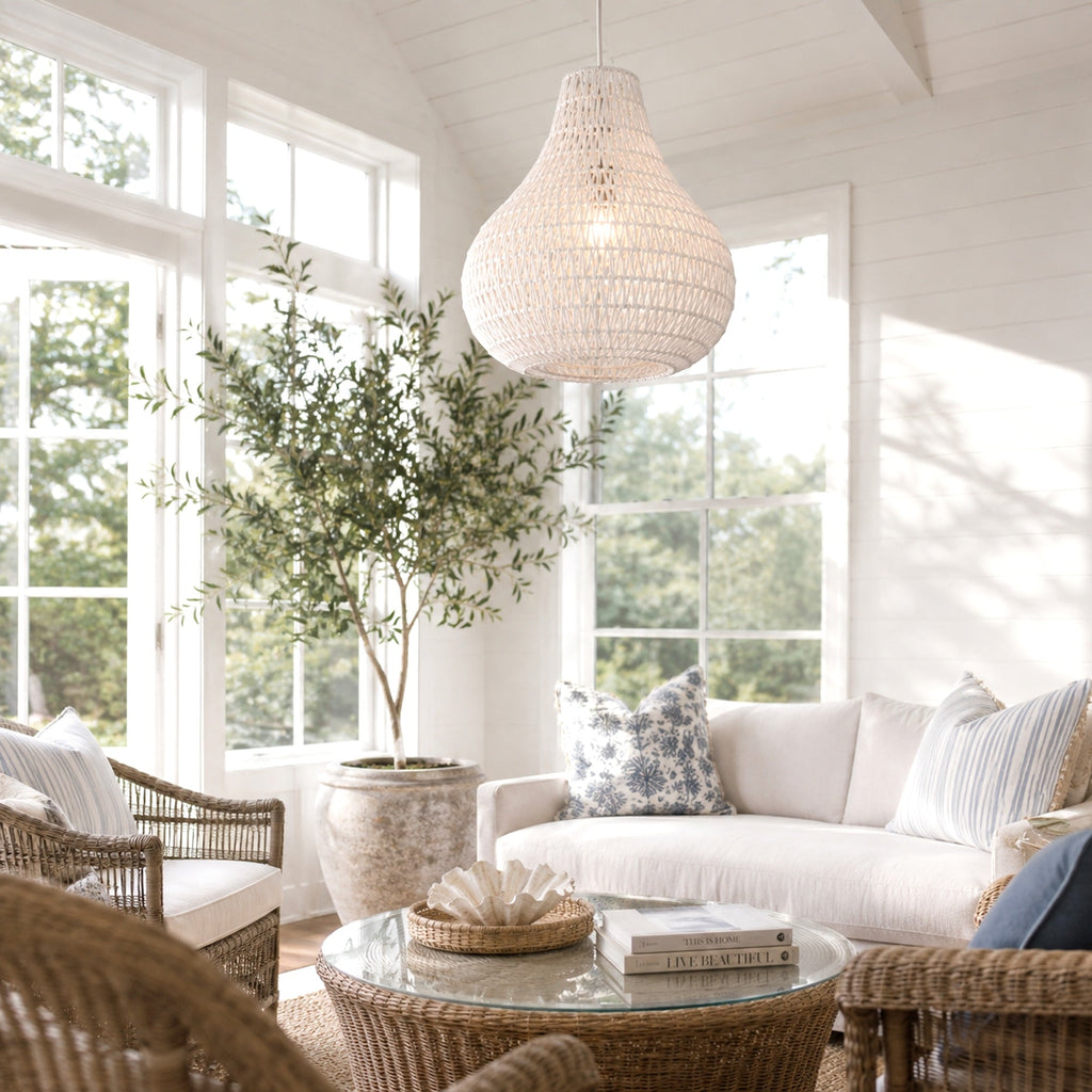 Byron Rope Pendant Light - White Ivory & Deene