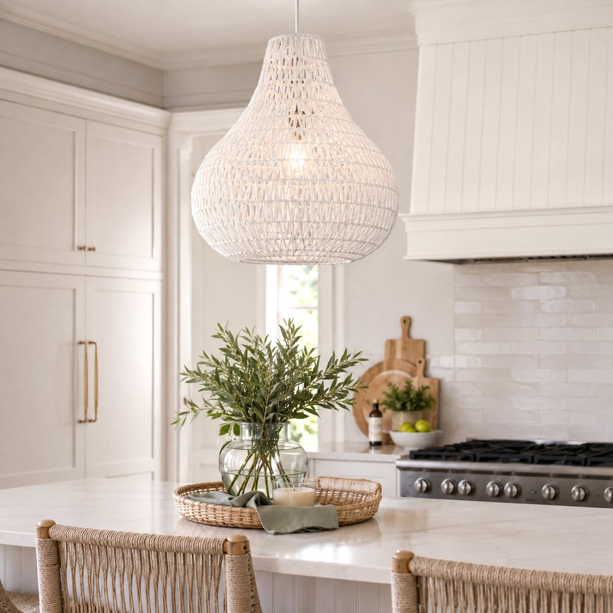 Byron Rope Pendant Light - White Ivory & Deene