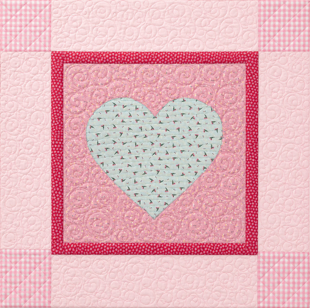 Pink & Turquoise Heart Baby Quilt Demee Design
