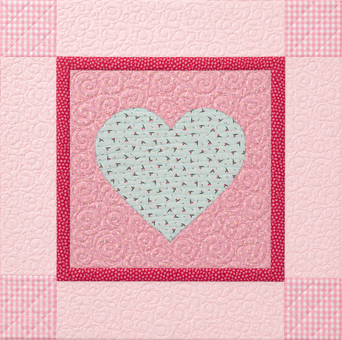 Pink & Turquoise Heart Baby Quilt Demee Design