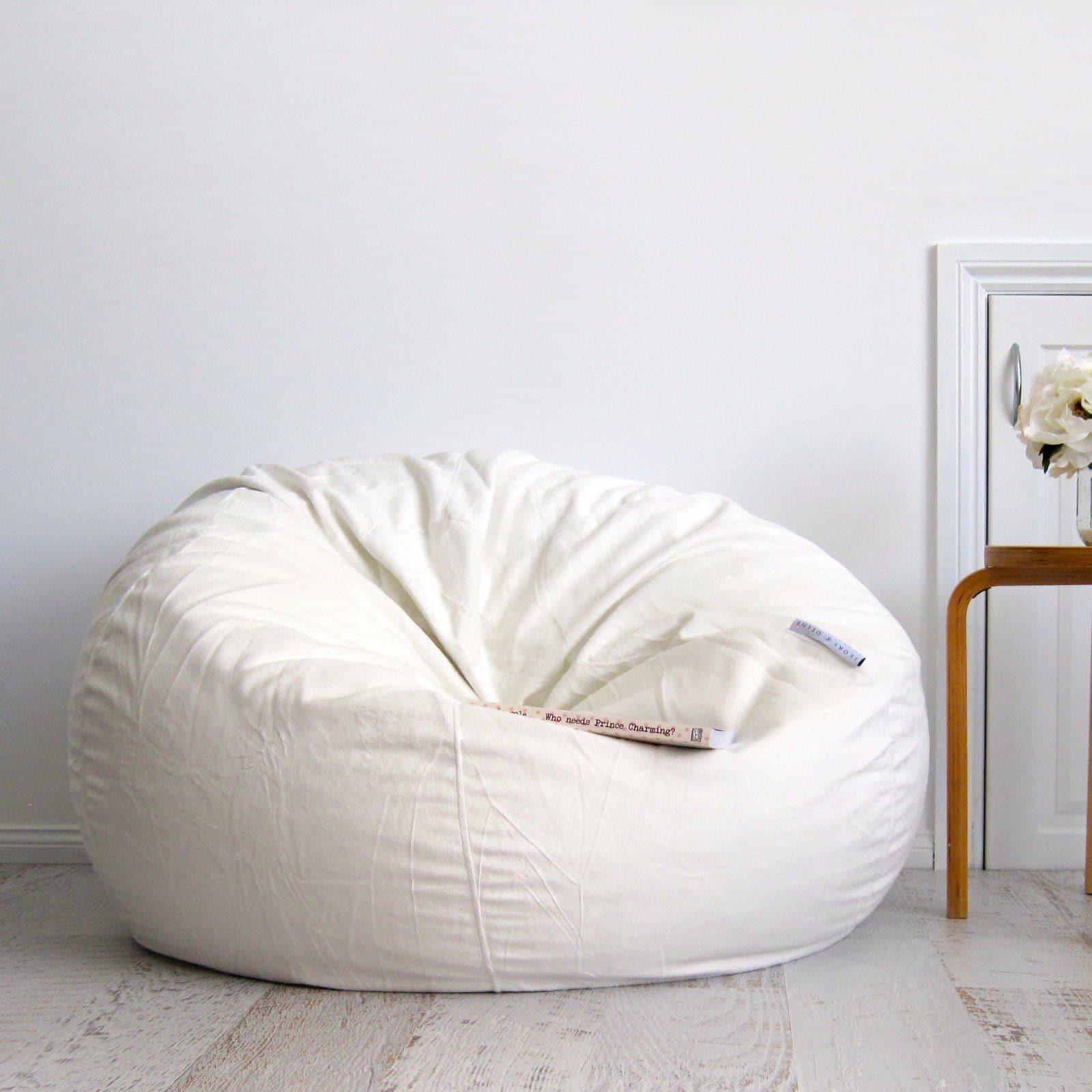 Pierre Fur Bean Bag - White Ivory & Deene