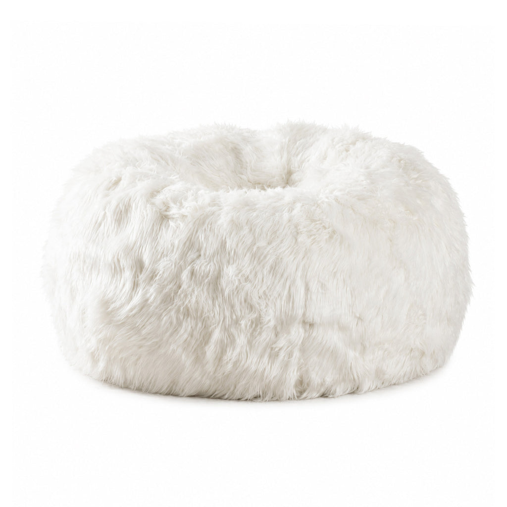 Lush Fur Bean Bag - White Ivory & Deene