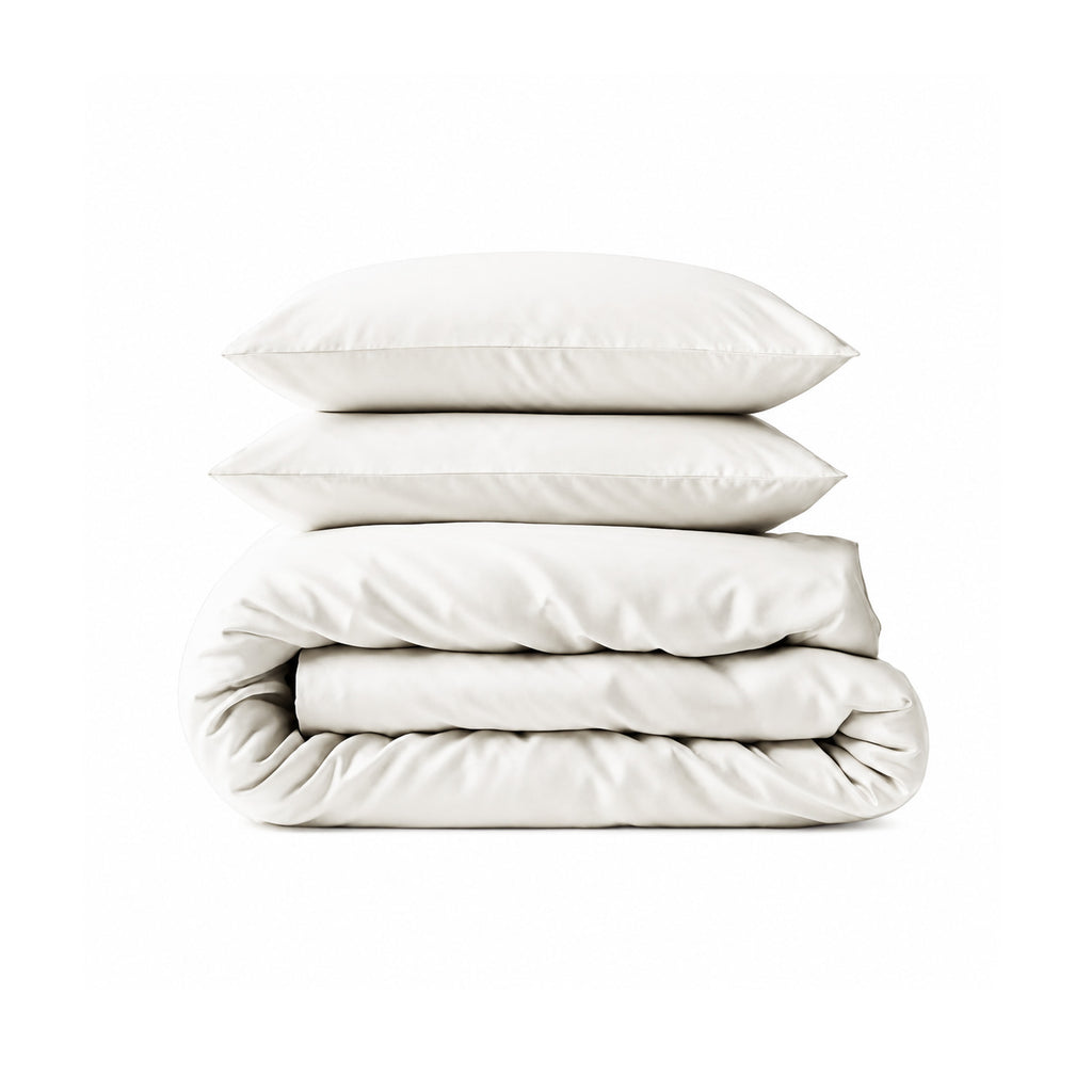 Satin Quilt Cover - White Ivory & Deene