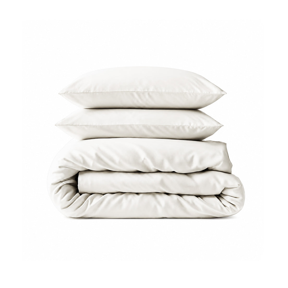 Satin Quilt Cover - White Ivory & Deene