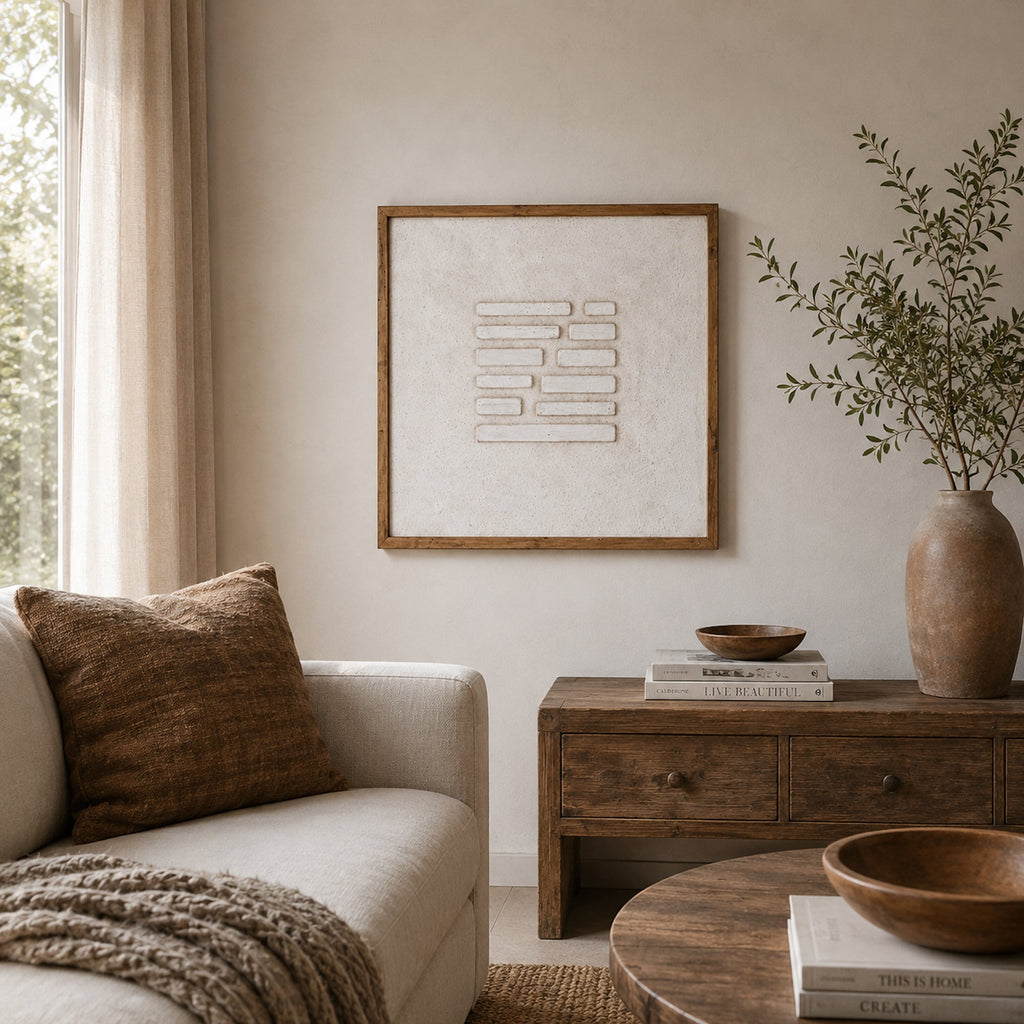 Derwent Secrets - Ready To Hang Wall Art - 62x62cm Ivory & Deene