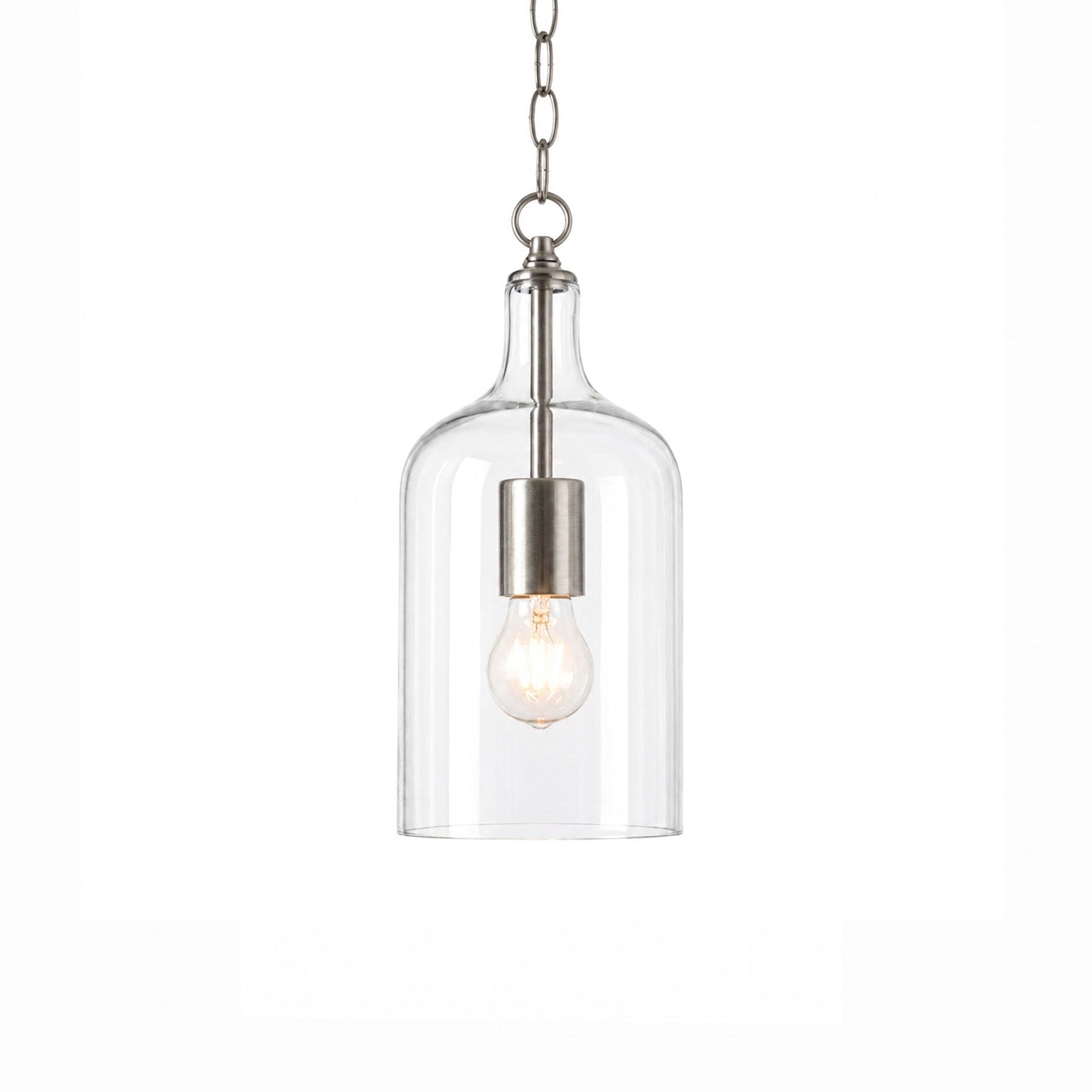 Kendall Glass Pendant Light - Nickel Ivory & Deene