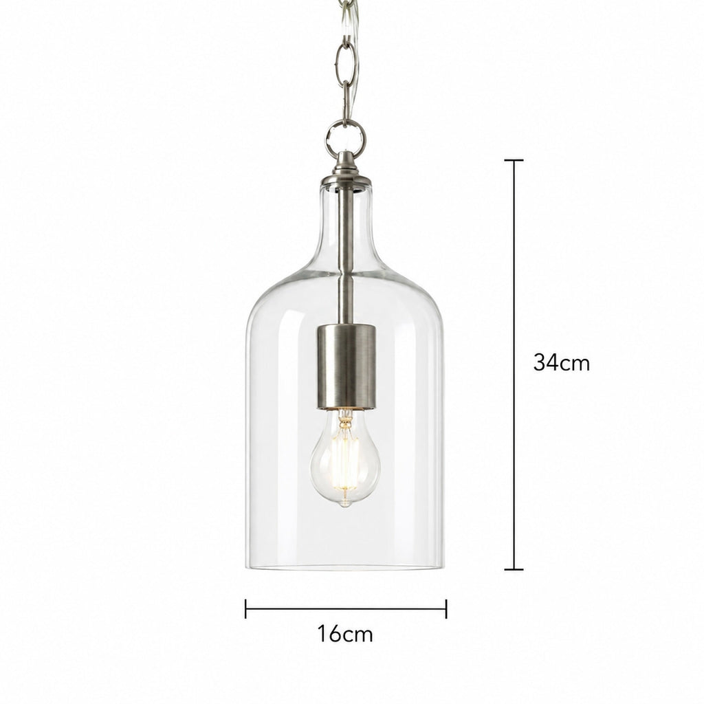 Kendal Glass Pendant Light - Nickel Ivory & Deene