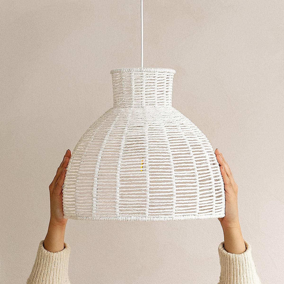 Kellie Rope Pendant Light - White Ivory & Deene