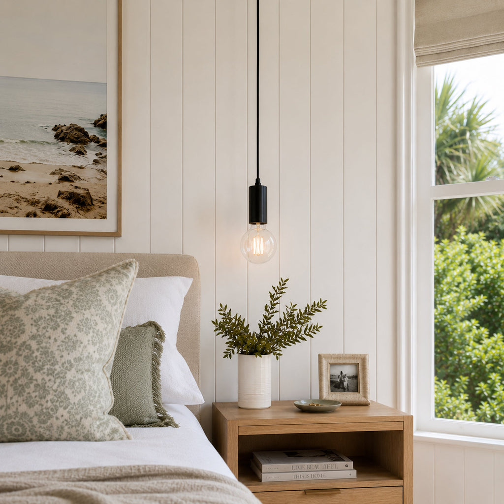 Riley Pendant Light - Matt Black Ivory & Deene