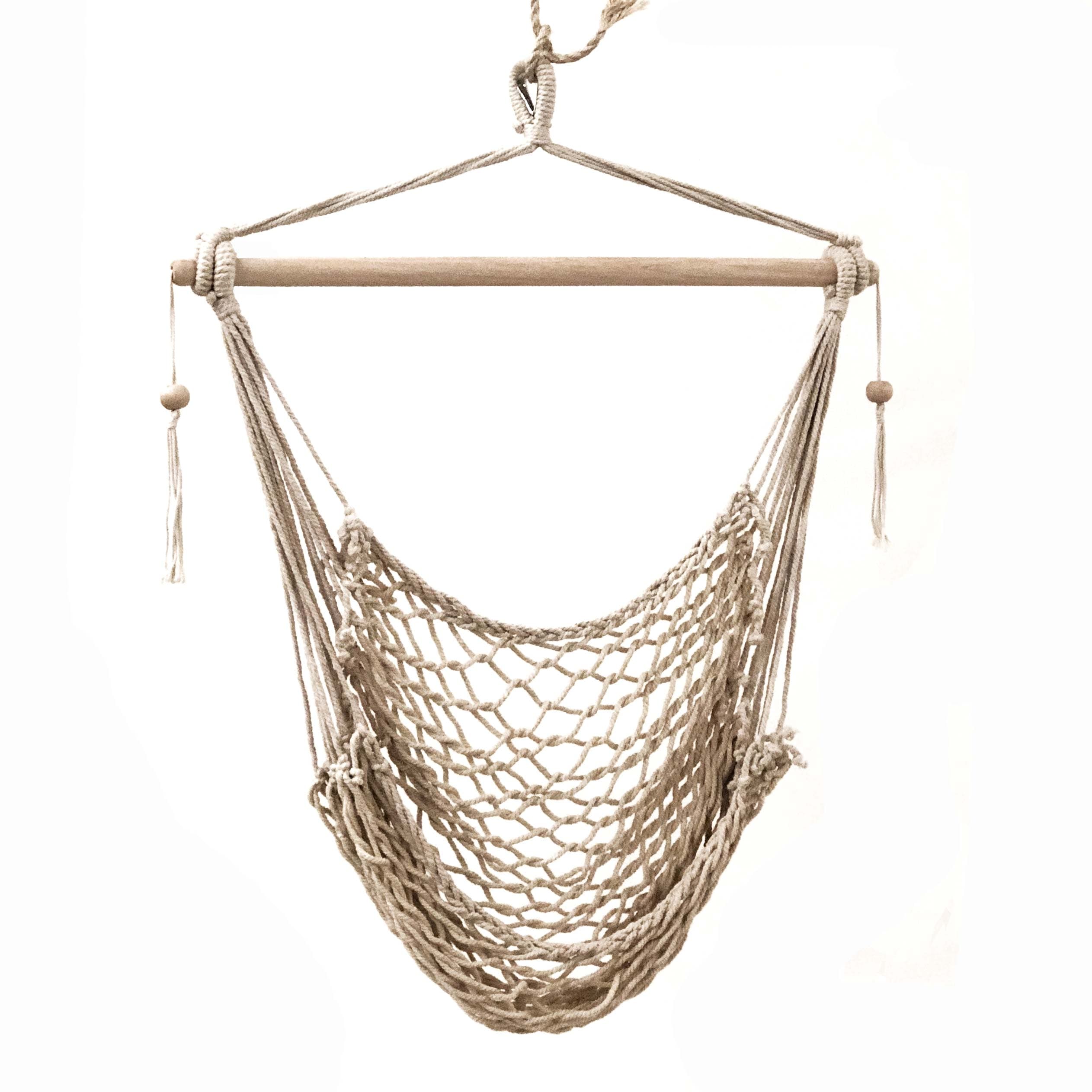 Salvador Macrame Hanging Hammock Chair - Natural Ivory & Deene