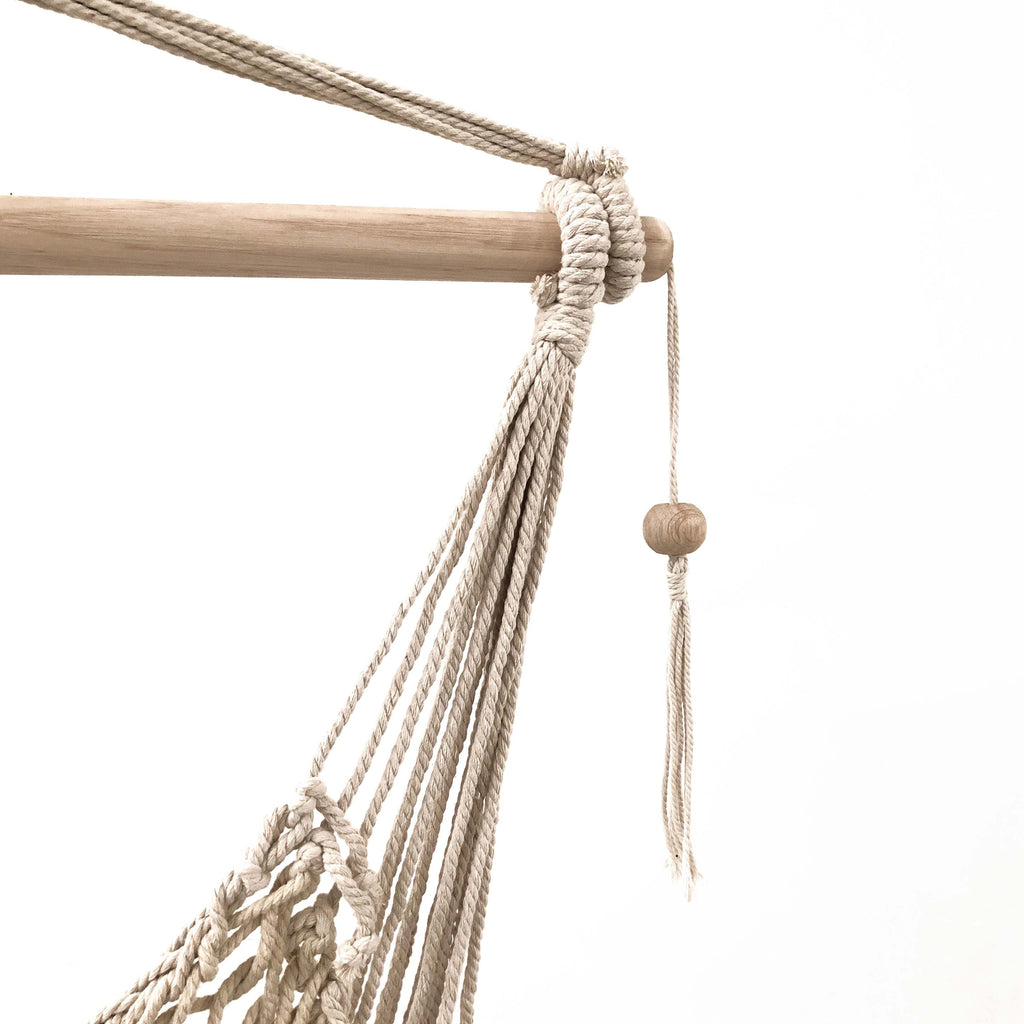 Salvador Macrame Hanging Hammock Chair - Natural Ivory & Deene