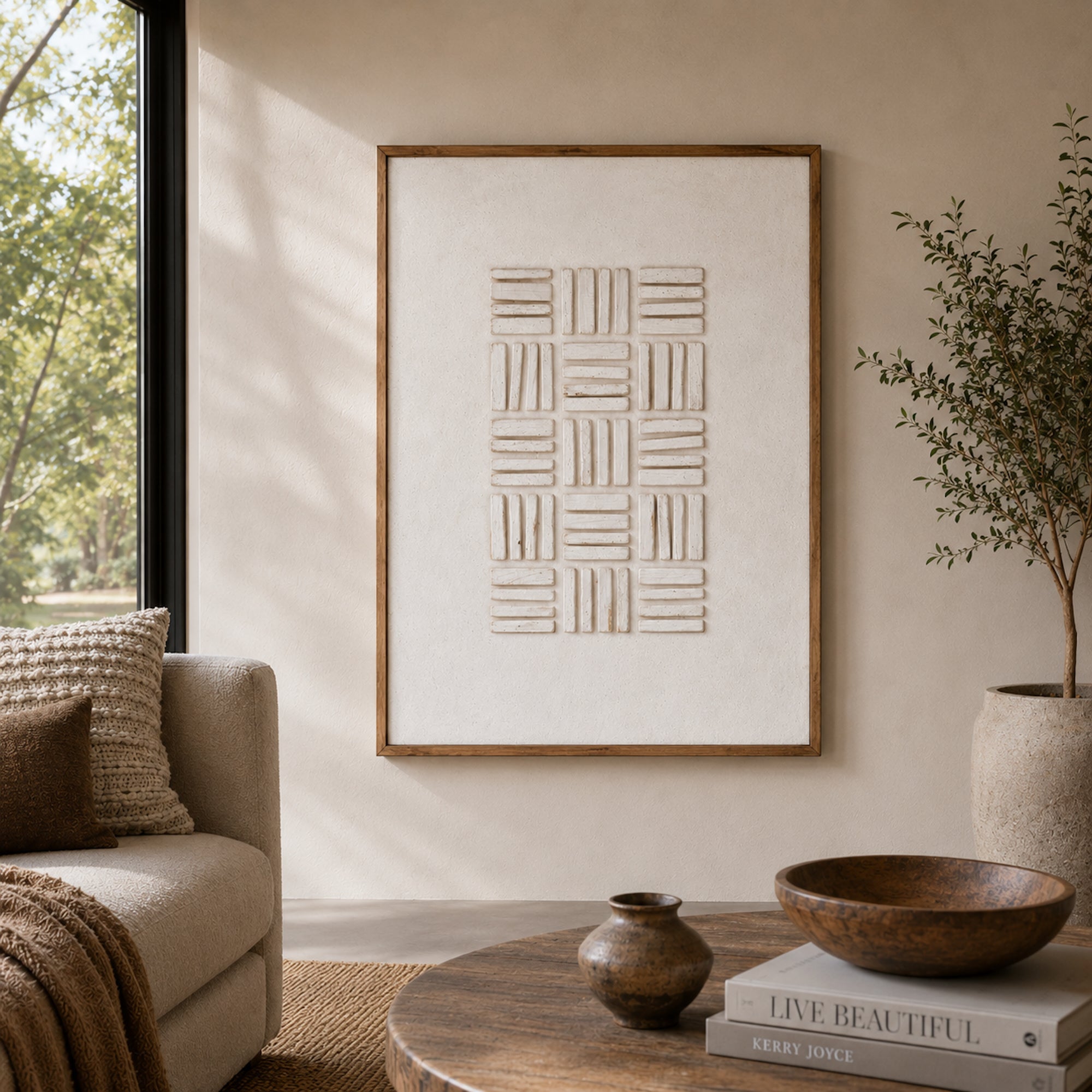 Silent Echos - Ready To Hang Wall Art - 82x122cm Ivory & Deene