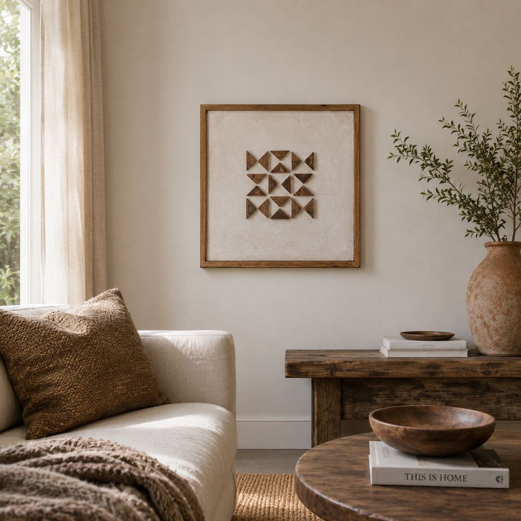 Silhouettes of Elm Square - Ready To Hang Wall Art - 62x62cm Ivory & Deene