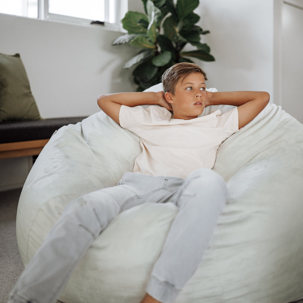 Pierre Fur Bean Bag - Silver Grey Ivory & Deene