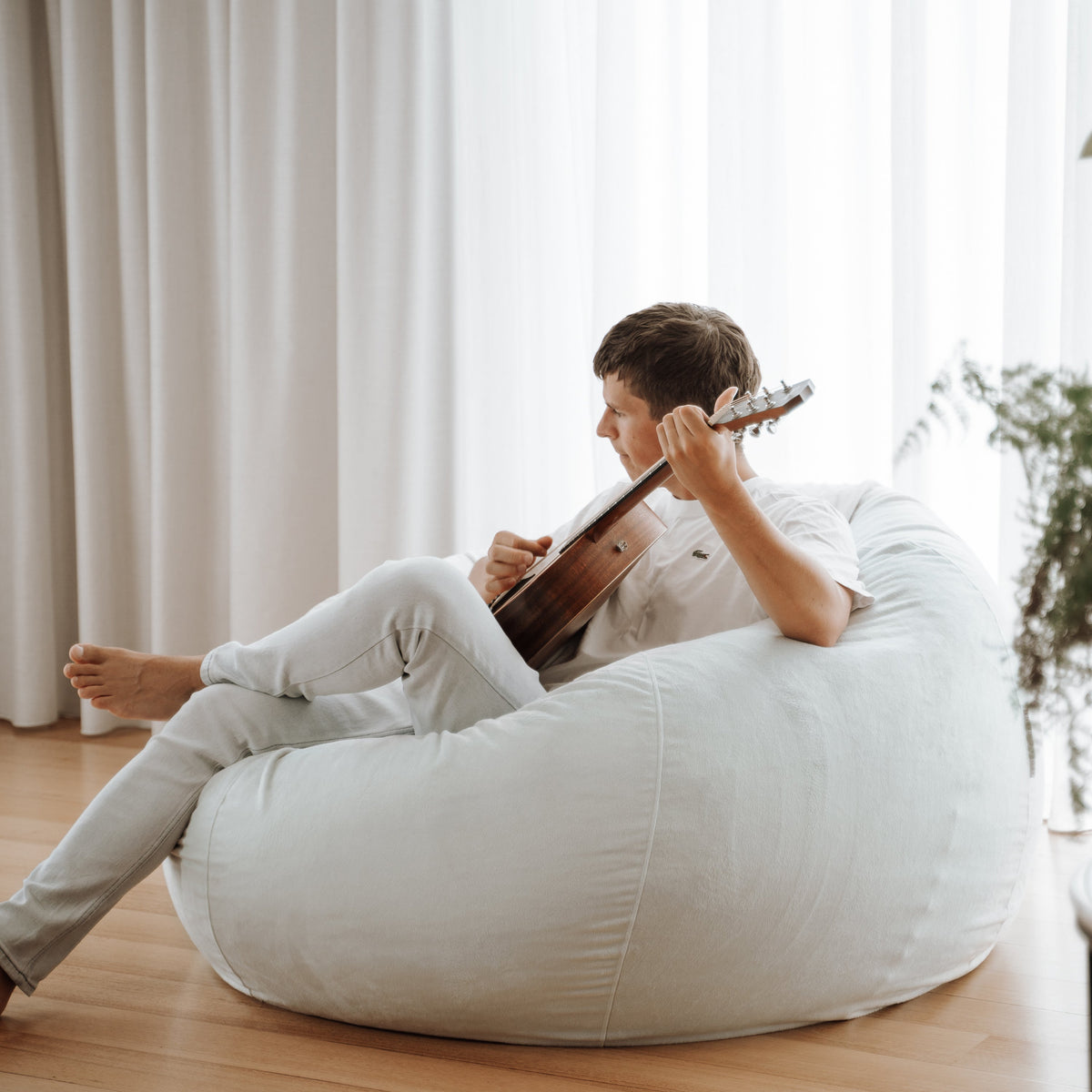 Pierre Fur Bean Bag - Silver Grey Ivory & Deene