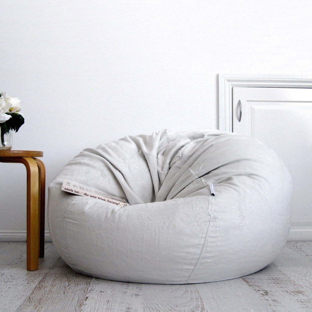 Pierre Fur Bean Bag - Silver Grey Ivory & Deene