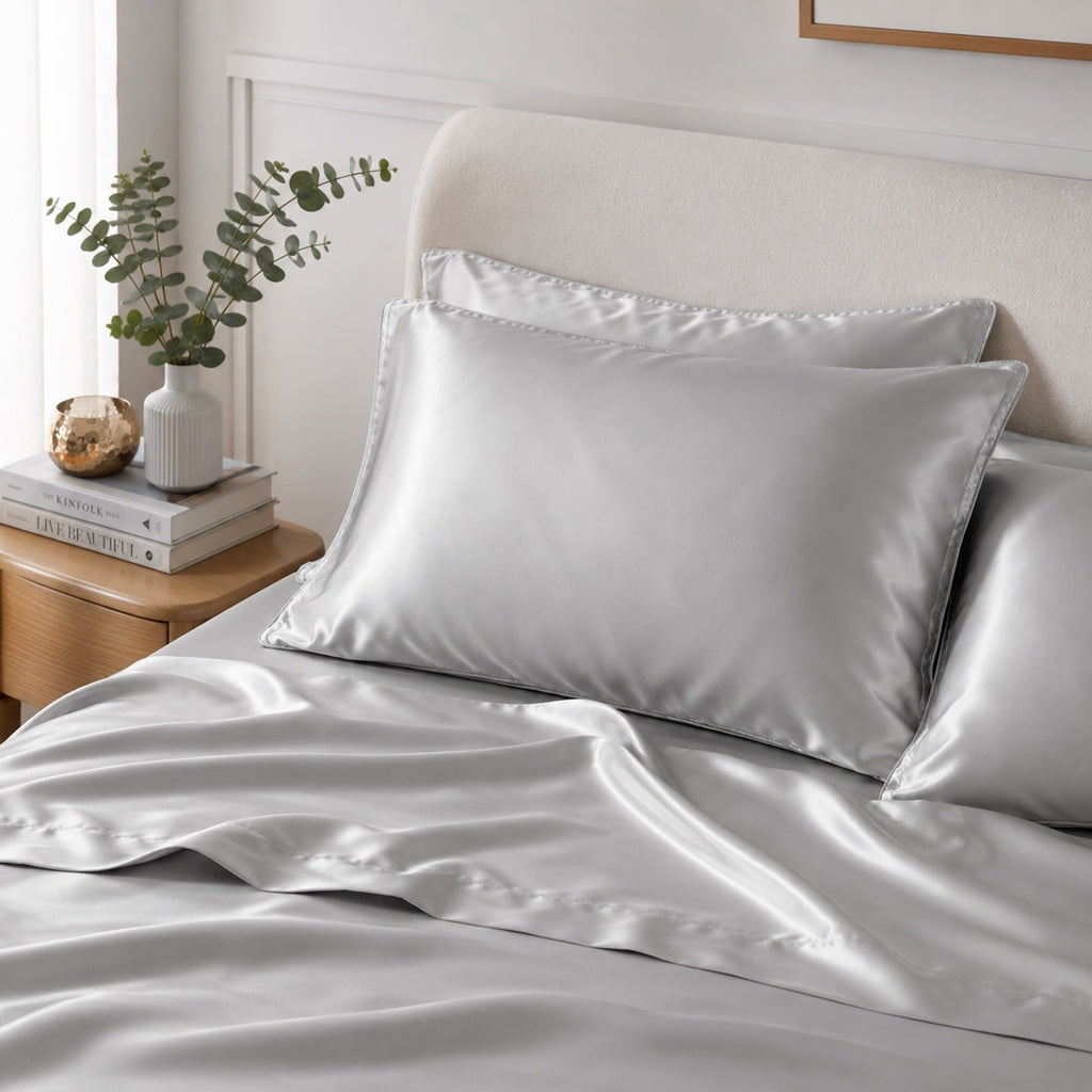 Satin Pillowcase Set - Silver Ivory & Deene