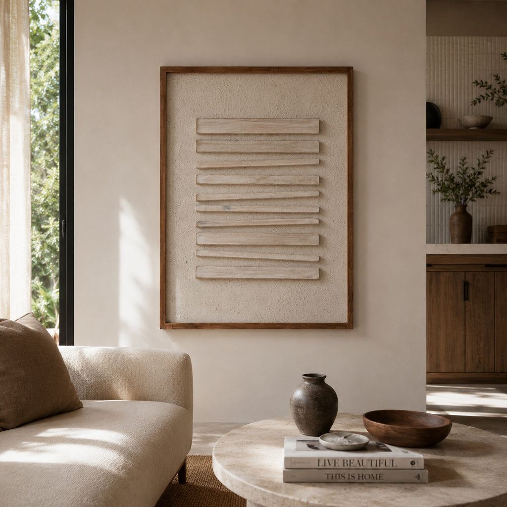 Strahan Horizon Light - Ready To Hang Wall Art - 62x82cm Ivory & Deene
