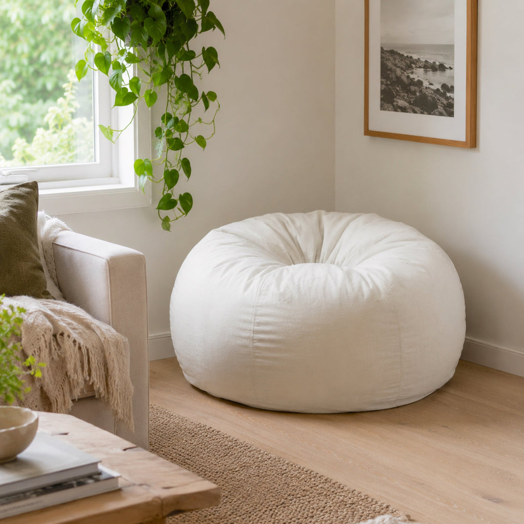 Pierre Fur Bean Bag - White Ivory & Deene